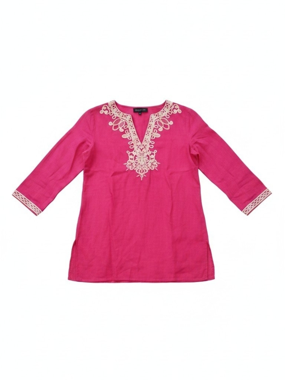 Jones New York Linen Pink Embroidered Tunic Top - SZ S